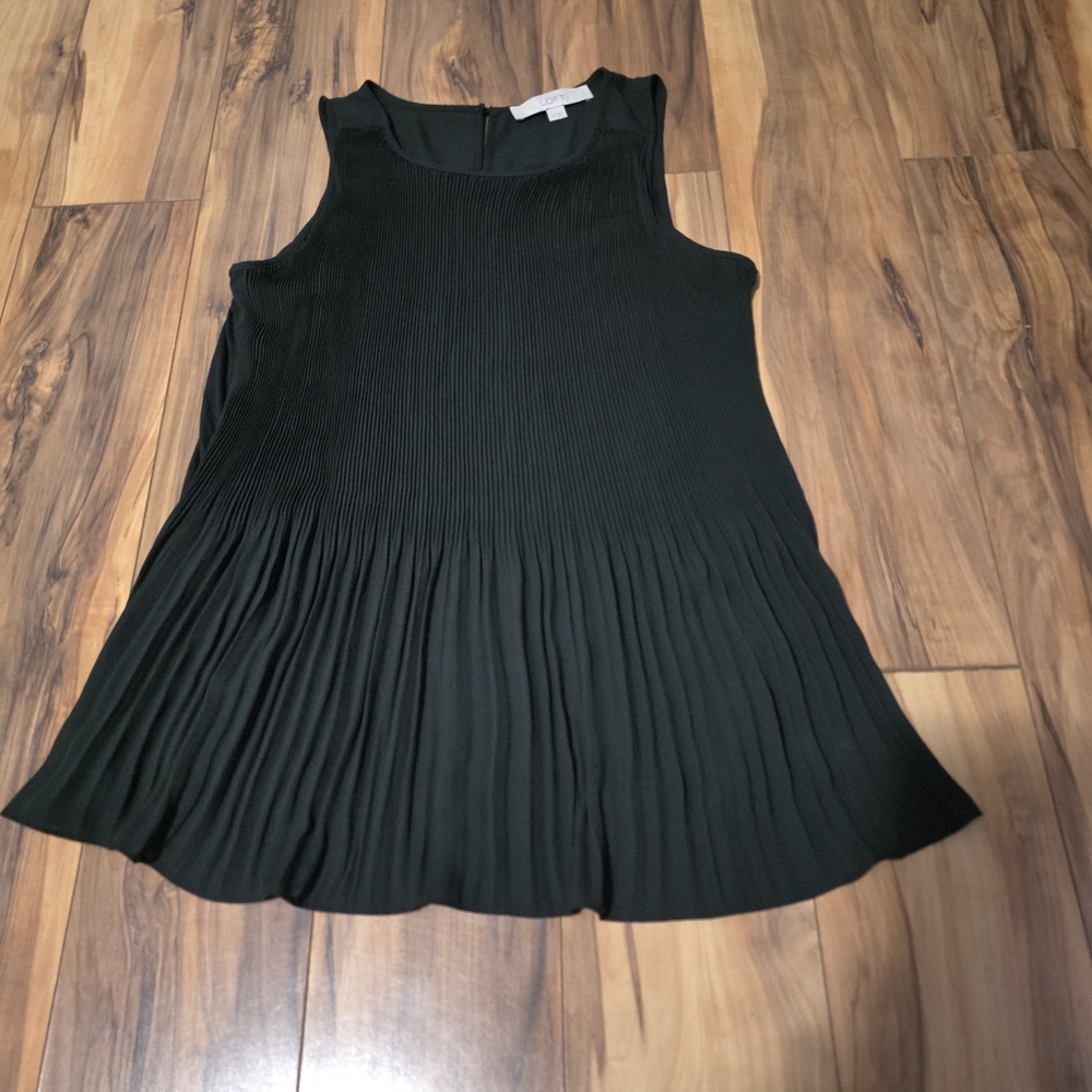 Loft Pleated Accordion Dressy Tank Top Black Size XS